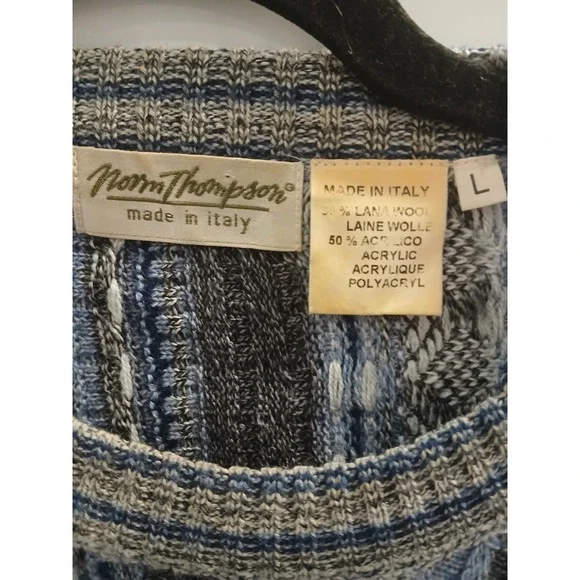 Vintage Norm Thompson Italy Mens Large Knit Cosby Coogi Style Crewneck Sweater - Picture 5 of 7